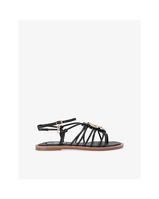 Steve Madden Black La Charmer Faux-Leather Sandals