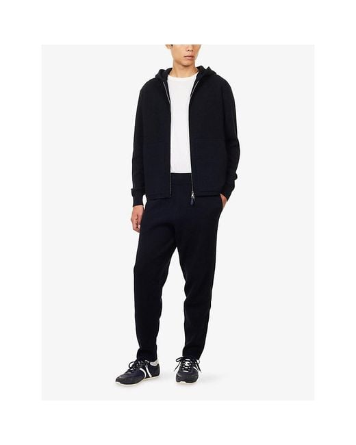 Dunhill Blue Athluxury Cotton-And-Cashmere Knit Hoody for men