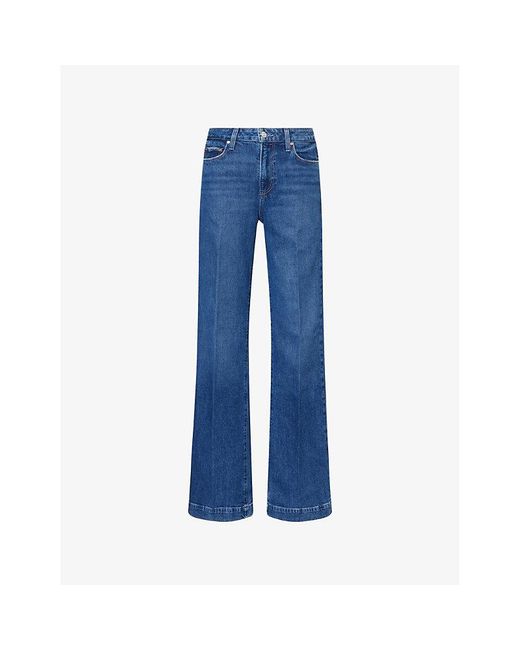 PAIGE Blue Leenah Wide-Leg Stretch-Denim Jeans