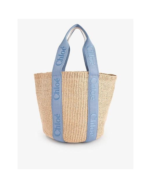 Chloé Blue Woody Large Straw Tote Bag