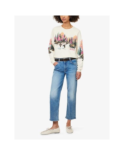 Mother White The Camper Graphic Print Cotton Sweatshirt