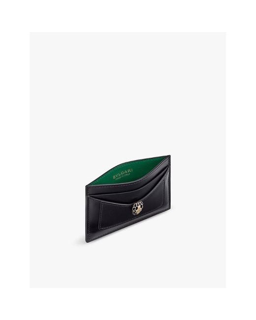 BVLGARI Black Serpenti Forever Snakehead-Embellished Leather Card Holder