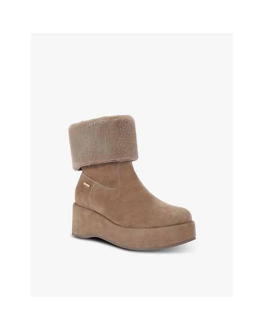 Carvela Kurt Geiger Brown Apres Wedge-Heel Suede Ankle Boots