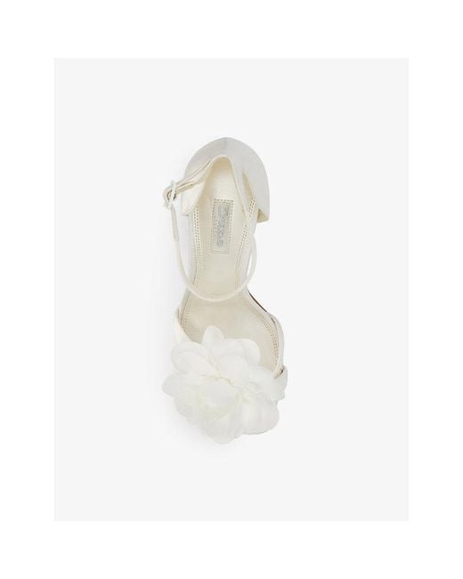 Dune White Memorise Bridal Floral-Lace Court Shoes