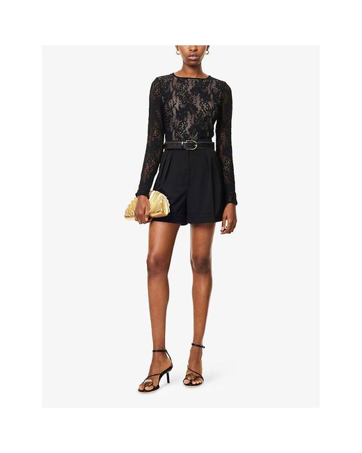 Zimmermann Black Lace Long-Sleeves Stretch-Woven Bodysuit