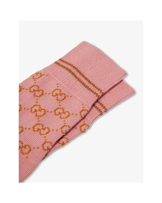 Gucci Monogrampattern Stretchcotton Sock in Pink Lyst