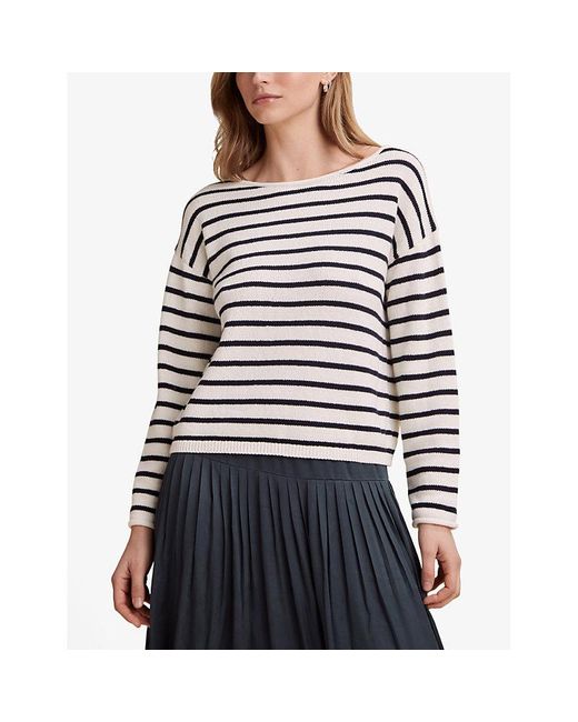 The White Company White The Company Stripe-Pattern Boat-Neck Organic-Cotton Jumper