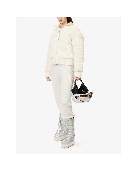 Perfect Moment White Crystal Knitted Merino-Wool Jogging Bottoms