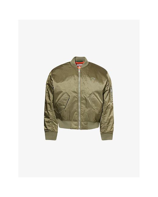 Lacoste Green Logo-Embroidered Relaxed-Fit Woven Bomber Jacket for men