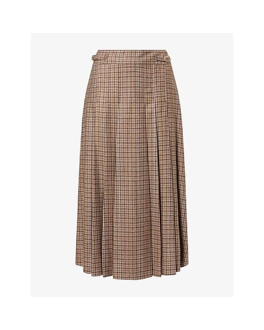 Gabriela Hearst Brown Wesley Checked Wool-Blend Midi Skirt