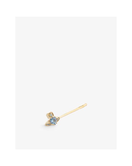Vivienne Westwood White Ariella Brass And Opal Orb Bobby Pin