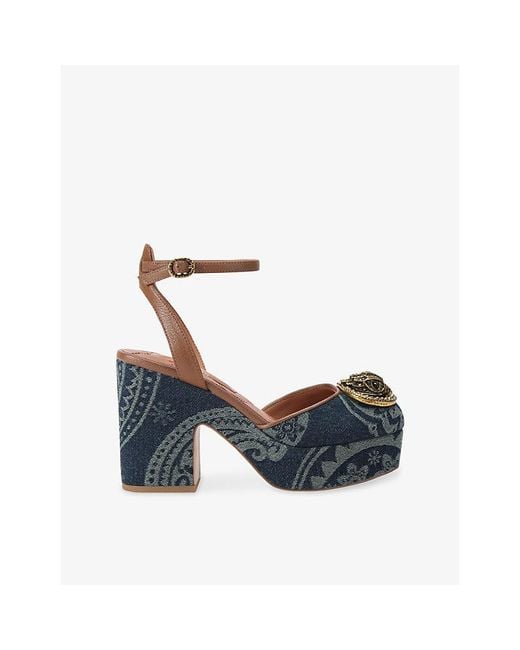 Kurt Geiger Blue Chelsea Denim Platform Heels