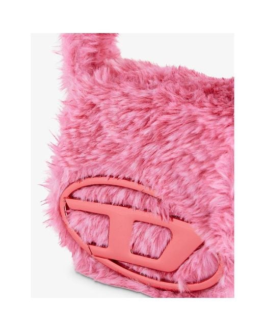 DIESEL Pink 1dr Xs Logo-plaque Faux-fur Cross-body Bag