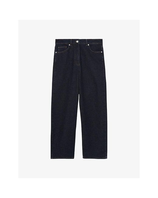 Reiss Blue Selin Mid-Rise Straight-Leg Denim Jeans