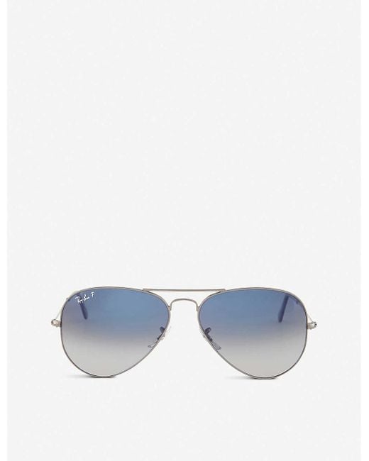 Ray-Ban Original Aviator Gunmetal-frame Sunglasses With Gradient Blue  Lenses Rb3025 58 for Men | Lyst