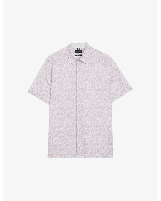 Ted Baker White Tavaro Floral-print Lyocell, Cotton And Linen-blend Shirt for men