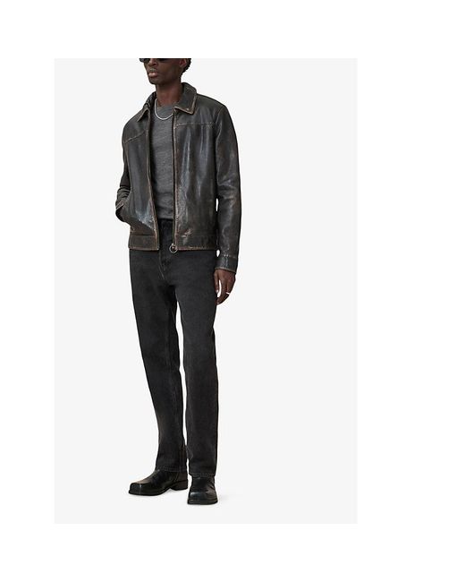 AllSaints Gray Mode Merino Marl-Pattern Wool Crew Jumper for men