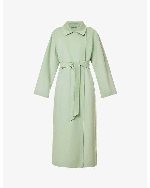 Max Mara Hans Belted Wool-blend Coat in Green | Lyst Canada