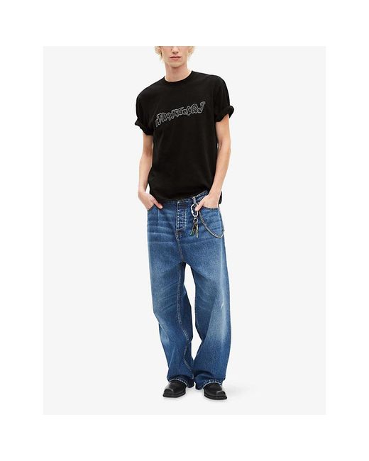 The Kooples Black Branded Short-Sleeved Cotton-Jersey T-Shirt for men