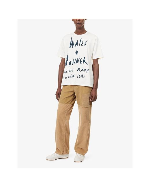 Wales Bonner White Raga Text-Print Cotton T-Shirt for men