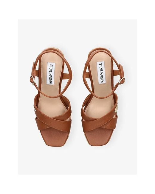 Steve Madden Brown Cylo Leather Wedge Sandals