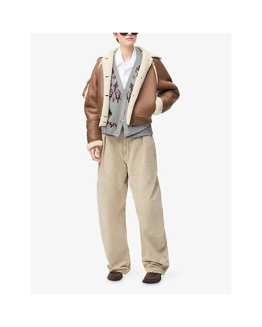 Loewe Purple Patterned Long-Sleeve Wool Blend Cardigan