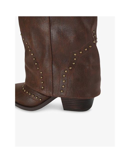 Steve Madden Brown Saddle Faux-Leather Western Boots