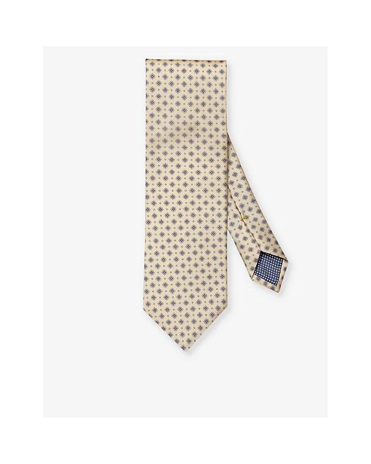 Eton of Sweden White Floral-print Silk Tie for men