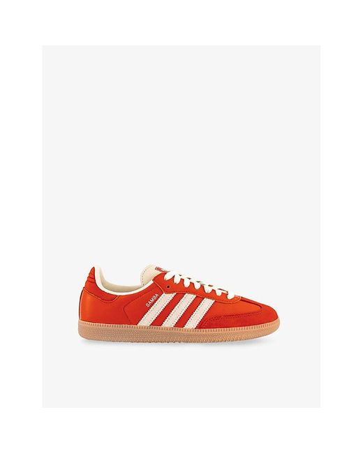 Adidas Red Samba Og Leather Low-Top Trainers