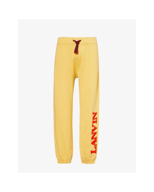 Lanvin Yellow Brand-embroidered Drawstring-waistband Cotton-jersey jogging Botto for men