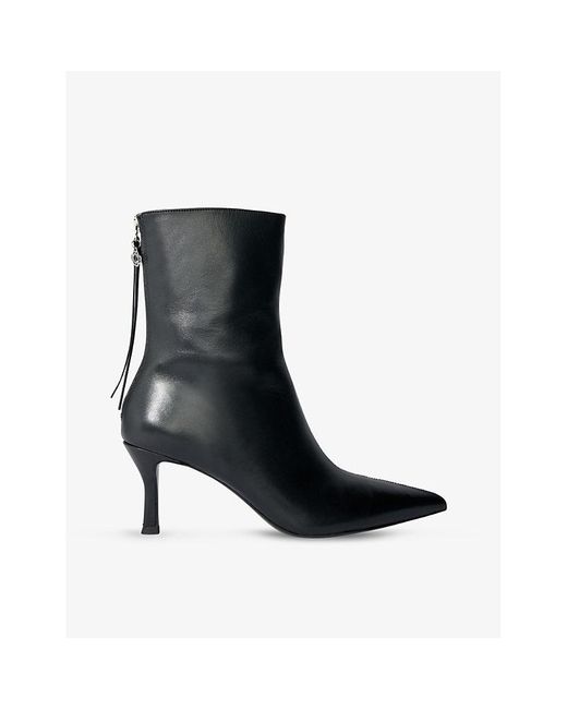 Maje Black Clover-embellished Kitten-heel Leather Ankle Boots