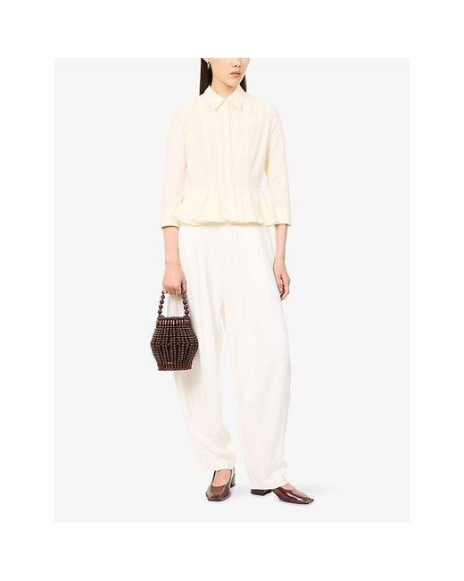 Ashlyn Natural Lulu Pleated Cotton Shirt