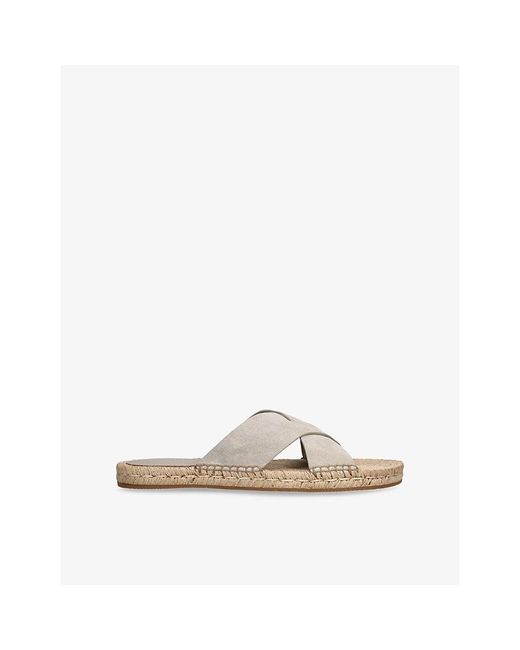 Zegna Natural Cross-Over Suede Espadrille Flat Sandals for men