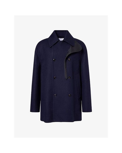 Bottega Veneta Blue Oversized Double-Cashmere Caban Coat for men