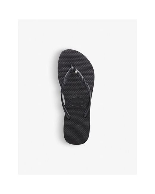 Havaianas Black Slim Crystal-Embellished Rubber Flip-Flops