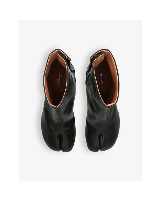 Maison Margiela Black Tabi 80 Split-Toe Block-Heel Leather Ankle Boots