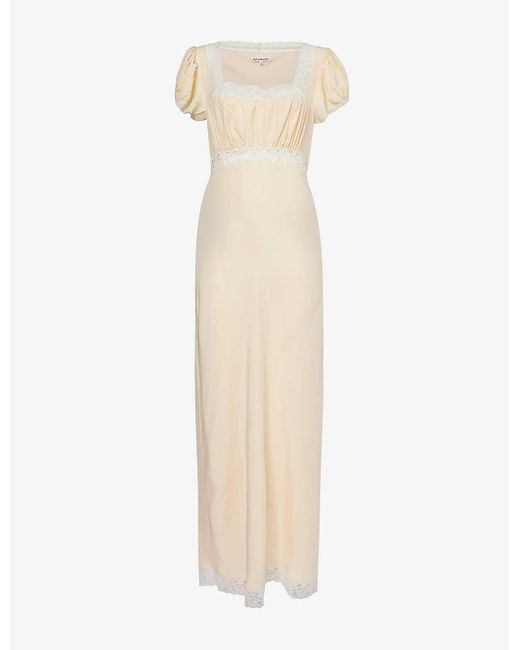 Reformation White Clarisse Square-neck Silk Midi Dress