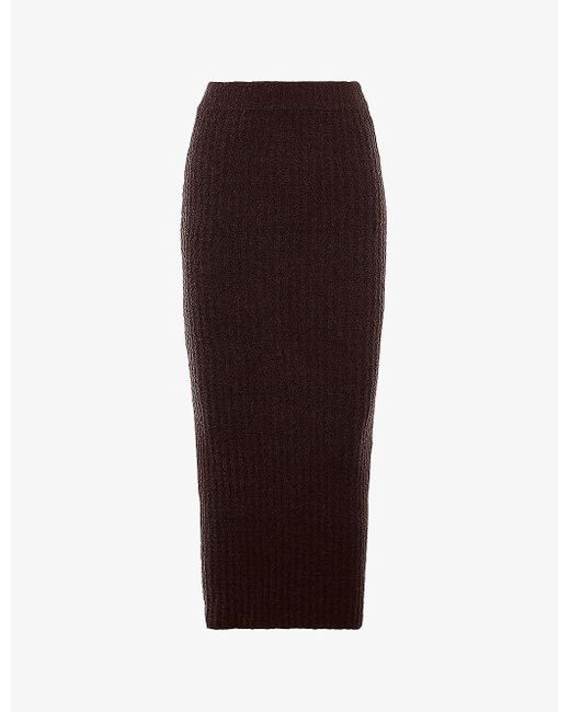 House Of Cb Brown Sloane Bouclé-knit Cotton-blend Maxi Skirt