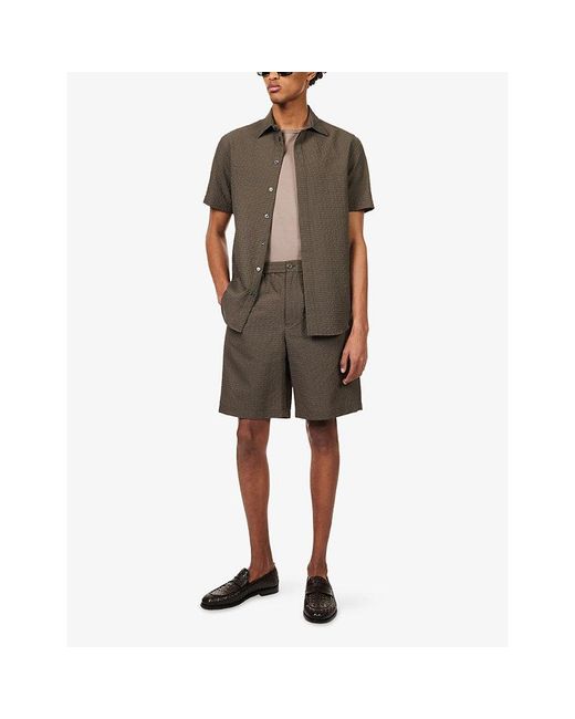 Emporio Armani Gray Icon Seersucker Woven Bermuda Shorts for men