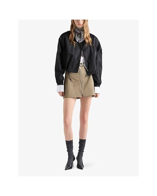 Prada Black Re-Nylon Cropped Blouson Jacket