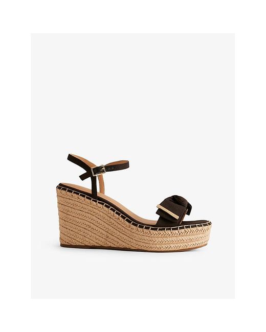 Ted Baker Natural Geiia Bow-embellished Woven Wedge Sandals