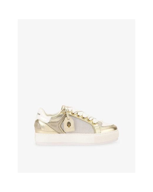 Kurt Geiger White Southbank Tag Suede And Mesh Trainers