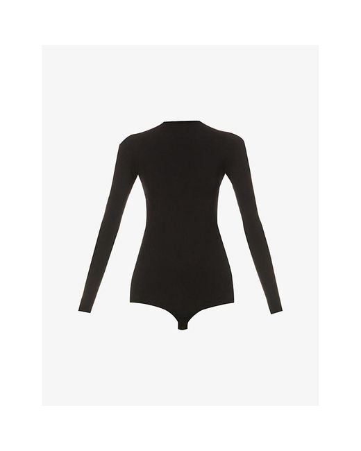 Commando Black Ballet Mock-Neck Stretch-Jersey Body