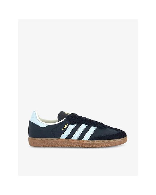 Adidas Blue Carbolmost Chalk Wh Samba Og Logo-Embellished Leather Low-Top Trainers
