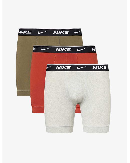 Nike Branded-waistband Pack Of Three Stretch-cotton Boxer Briefs in White  for Men | Lyst UK