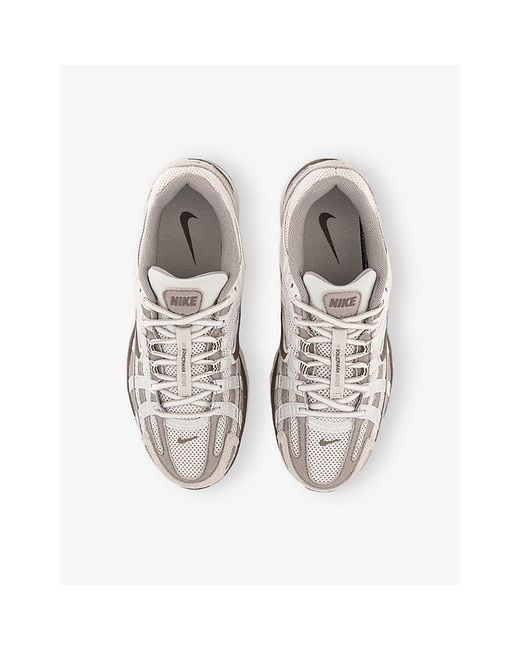 Nike White P-6000 Logo-Embroidered Leather And Mesh Low-Top Trainers