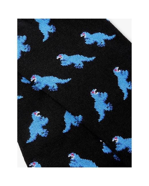 Paul Smith Blue Dinosaur-pattern Cotton-blend Socks for men