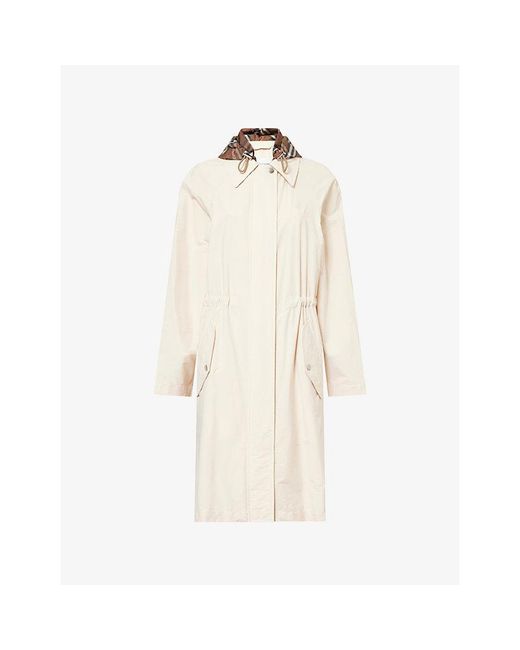 Burberry Natural Newbury Detachable-Hood Stretch-Twill Coat