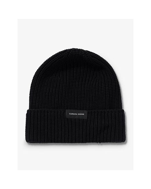 Canada Goose Brand-patch Folded-brim Wool-knit Beanie in Black for Men |  Lyst