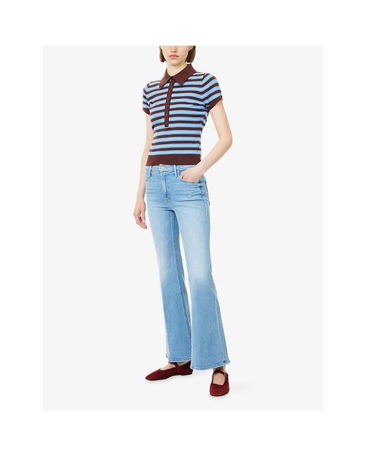 Mother Blue Lil Doozy Wide-Leg Cotton-Blend Denim Jeans